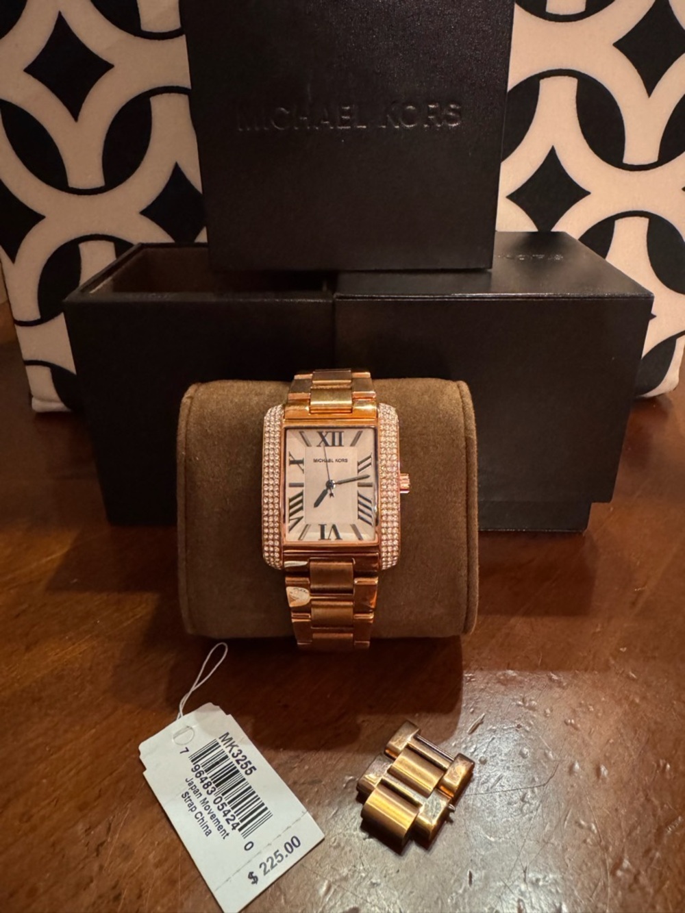 Michael Kors Rose Gold Tone Crystal-Accent Bracelet Watch